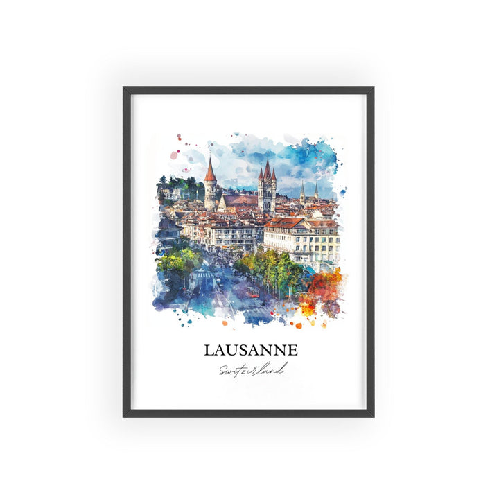 Lausanne Wall Art, Lausanne Print, Switzerland Watercolor Art, Lausanne Switzerland Gift, Travel Print, Travel Poster, Housewarming Gift