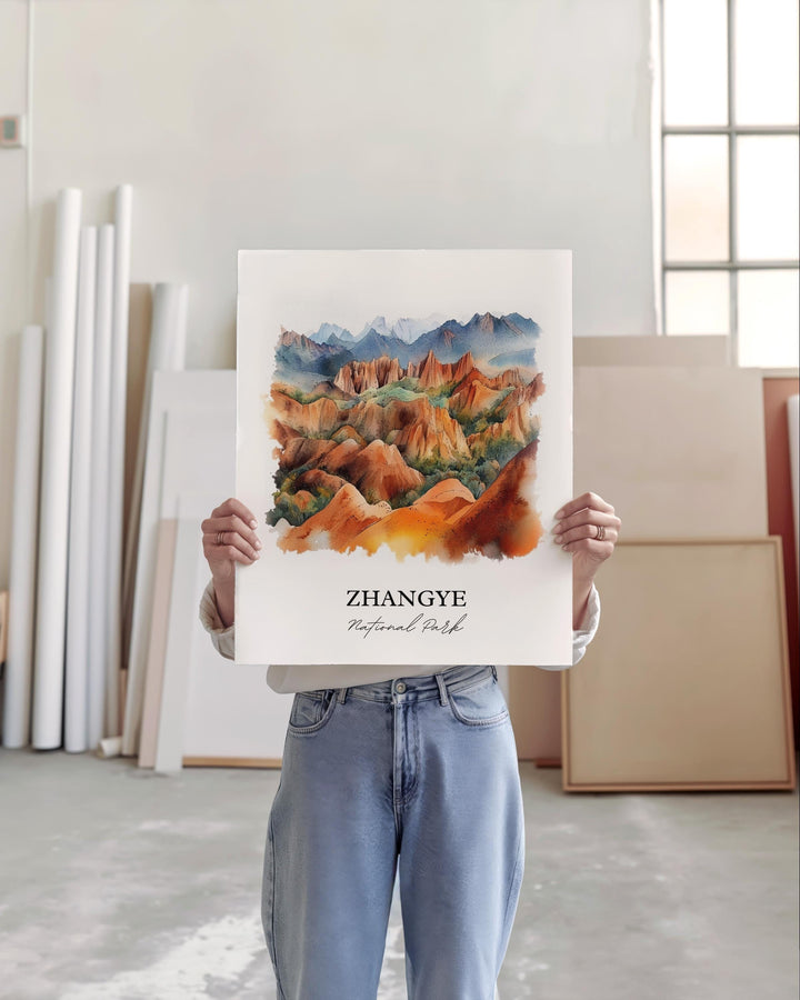 Zhangye National Park Wall Art, Gansu Print, China Artwork, Zhangye National Park Gift, Travel Print, Travel Poster, Housewarming Gift