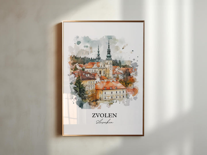Zvolen Wall Art, Zvolen Slovakia Print, Slovakia Watercolor Art, Slovakia Gift, Travel Print, Travel Poster, Housewarming Gift