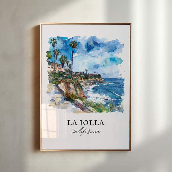 La Jolla Wall Art, La Jolla Print, La Jolla California Watercolor, La Jolla Gift,