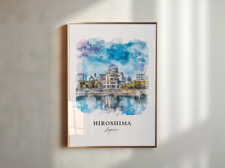 Hiroshima Wall Art, Hiroshima Print, Hiroshima Watercolor Art, Hiroshima Japan Gift,