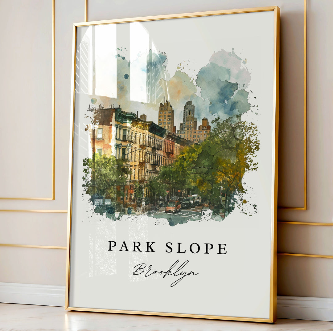 Park Slope NYC travel art - Brooklyn, Park Slope print, Park Slope Wedding gift, Birthday present, Custom Text, Perfect Gift