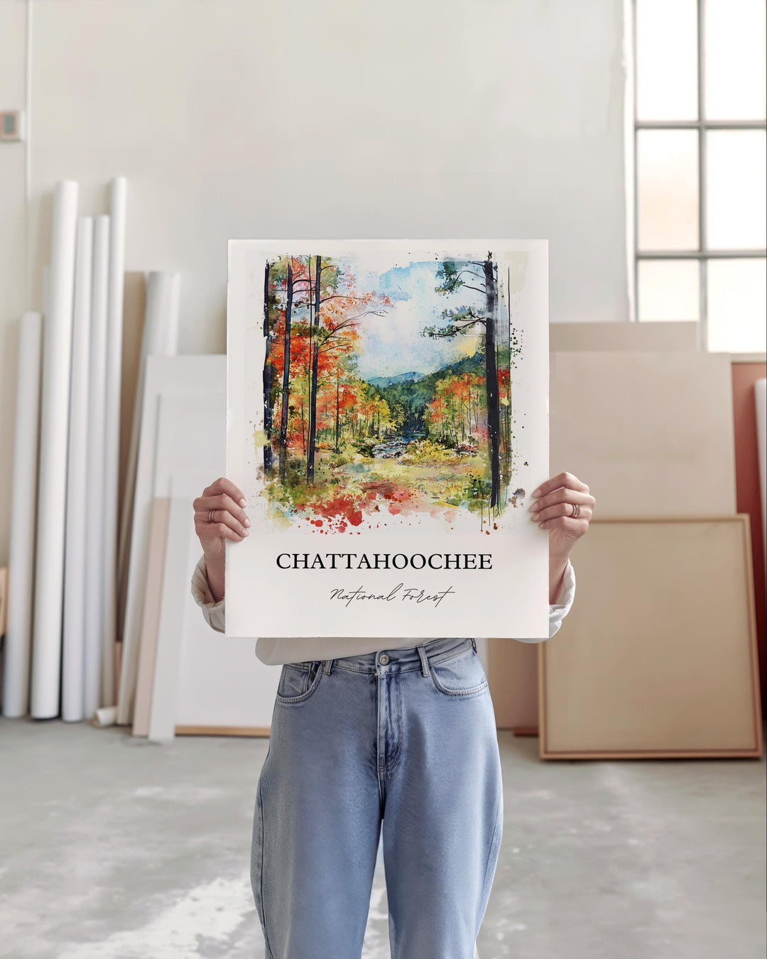 Chattahoochee Forest Art, Gainesville GA Print, Oconee Georgia Artwork, Chattahoochee Gift, Travel Print, Travel Poster, Housewarming Gift