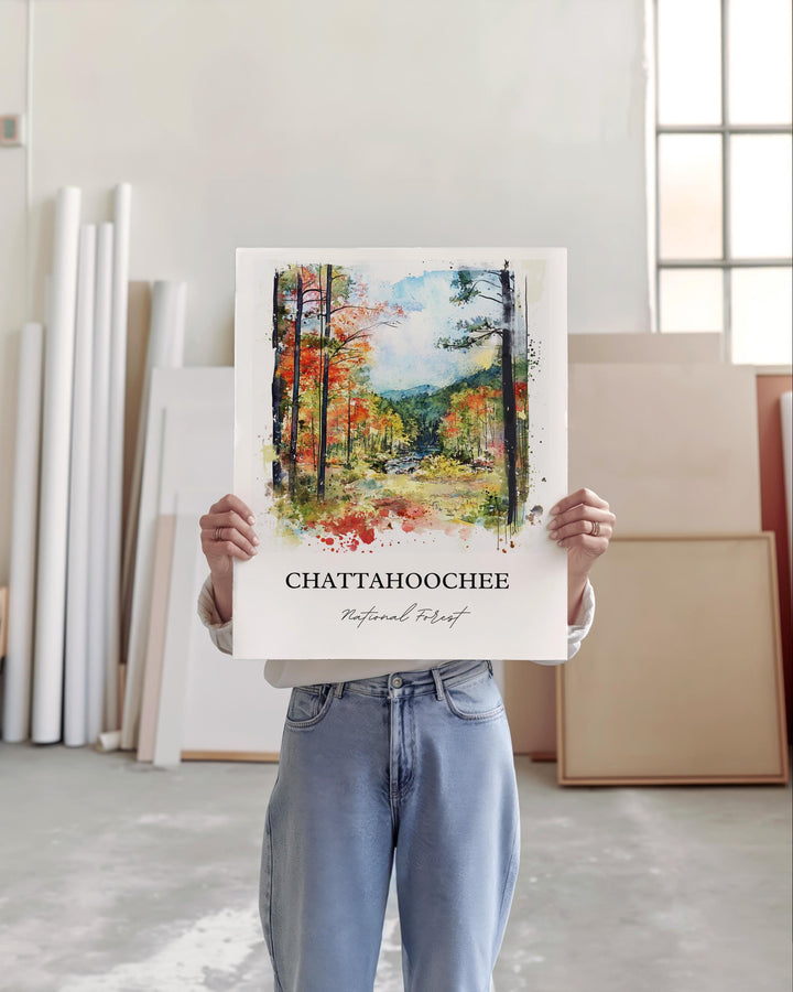 Chattahoochee Forest Art, Gainesville GA Print, Oconee Georgia Artwork, Chattahoochee Gift, Travel Print, Travel Poster, Housewarming Gift