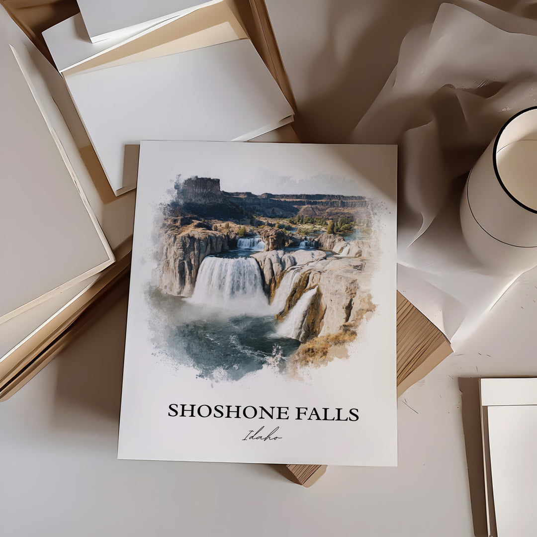 Shoshone Falls Wall Art, Shoshone Falls Print, Idaho Watercolor Art, Shoshone Falls Gift, Travel Print, Travel Poster, Housewarming Gift