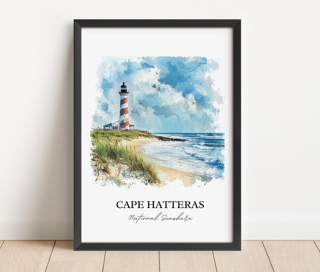 Cape Hatteras Wall Art, Hatteras Island Print, Cape Hatteras Watercolor, Cape Hatteras Gift, Travel Print, Travel Poster, Housewarming Gift