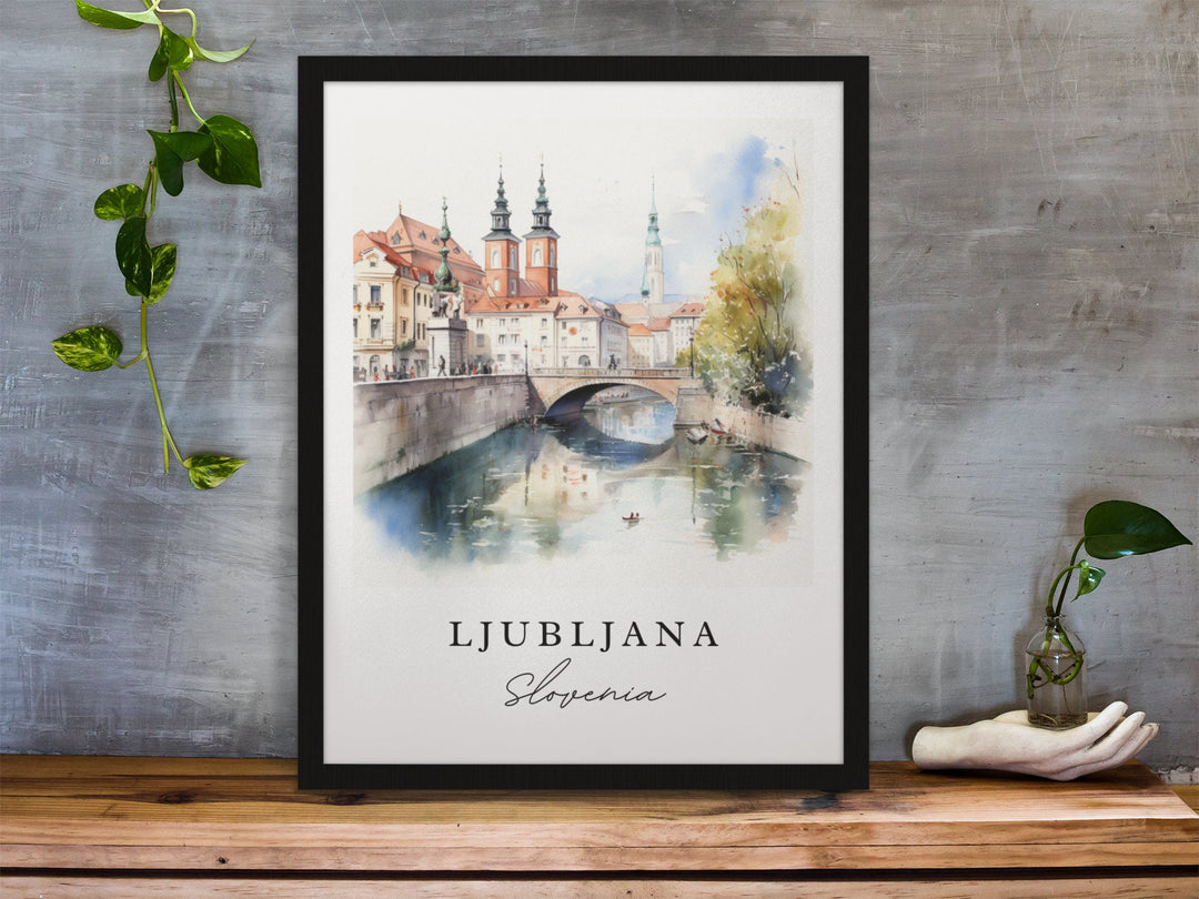 Ljubljana Wall Art, Ljubljana Print, Ljubljana Slovenia Watercolor, Ljubljana Gift, Slovenia