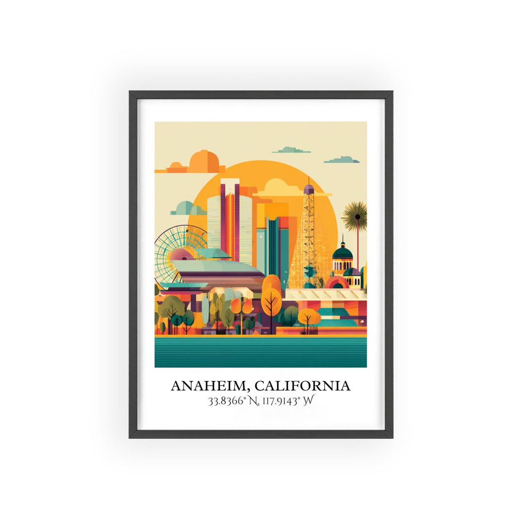 Anaheim CA Art, Anaheim Retro Travel Art, Anaheim Home Decor, Anaheim California Gift, Cali Travel Art, Travel Prints, Housewarming Gift