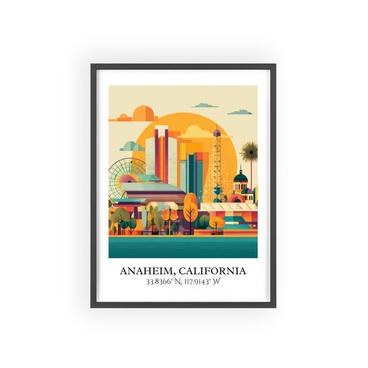 Anaheim CA Art, Anaheim Retro Travel Art, Anaheim Home Decor, Anaheim California Gift, Cali Travel Art, Travel Prints, Housewarming Gift