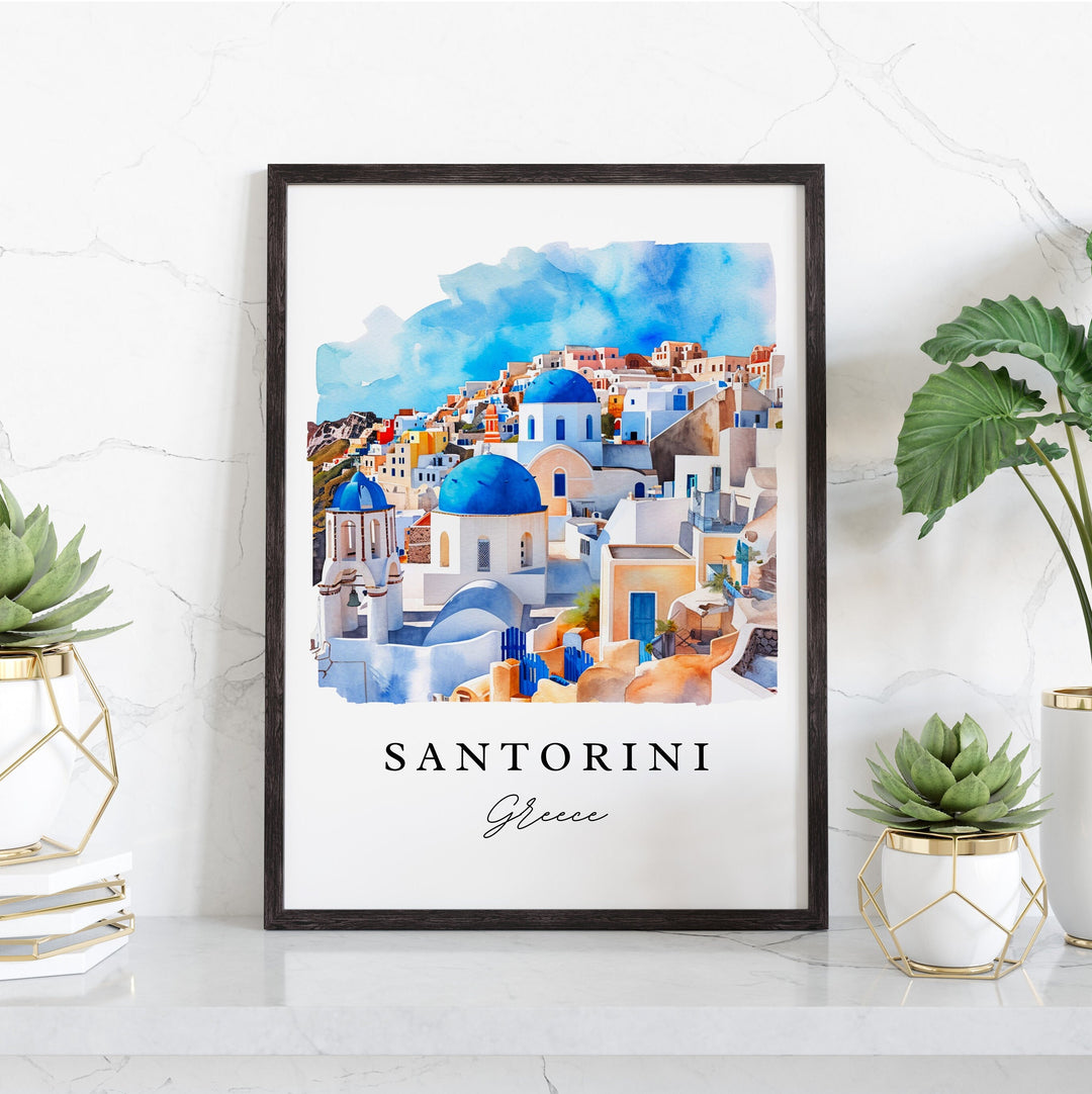 Santorini Greece wall art - Greece, Santorini print, Santorini Wedding gift, Santorini Birthday present, Custom Text, Perfect Gift