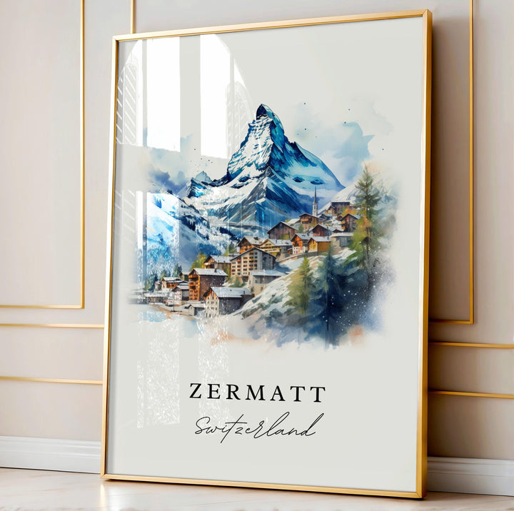 Zermatt Switzerland wall art - Switzerland, Zermatt poster, Zermatt Wedding gift, Birthday present, Custom Text, Personalised Gift