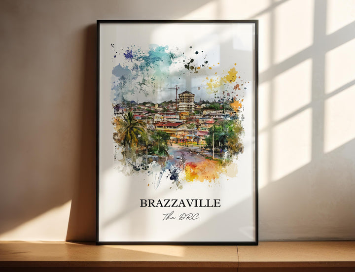 Brazzaville Wall Art, Brazzaville Print, DRC Watercolor Art, Brazzaville DRC Gift, Travel Print, Travel Poster, Housewarming Gift