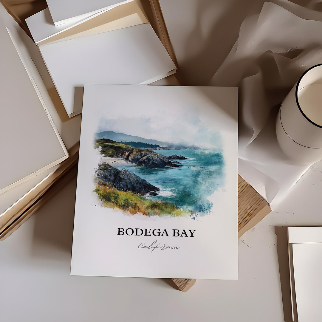 Bodega Bay Wall Art, Sonoma County Print, Bodega Bay Watercolor Art, Bodega Bay Gift, Travel Print, Travel Poster, Housewarming Gift