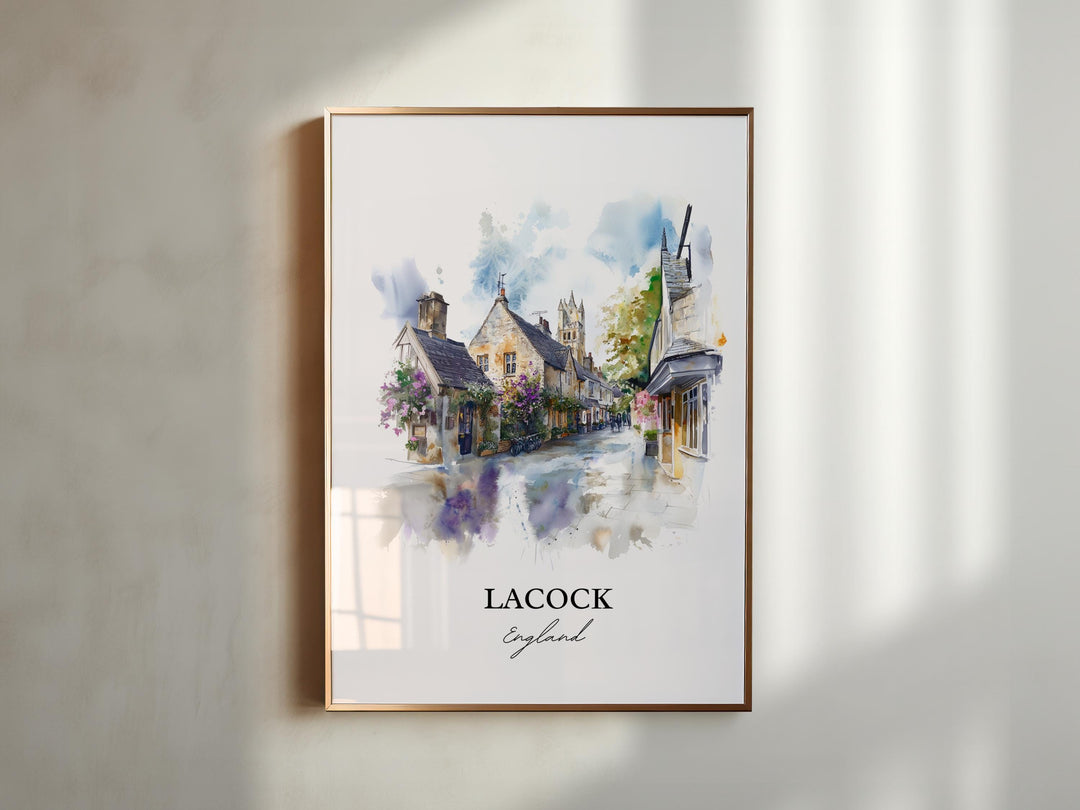 Lacock England Wall Art, Lacock Print, Wiltshire Watercolor Art, Lacock Gift, Travel Print, Travel Poster, Housewarming Gift