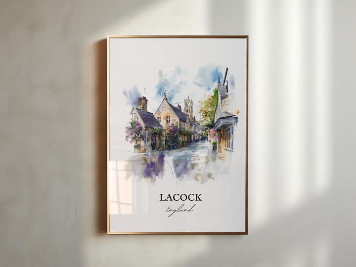 Lacock England Wall Art, Lacock Print, Wiltshire Watercolor Art, Lacock Gift, Travel Print, Travel Poster, Housewarming Gift