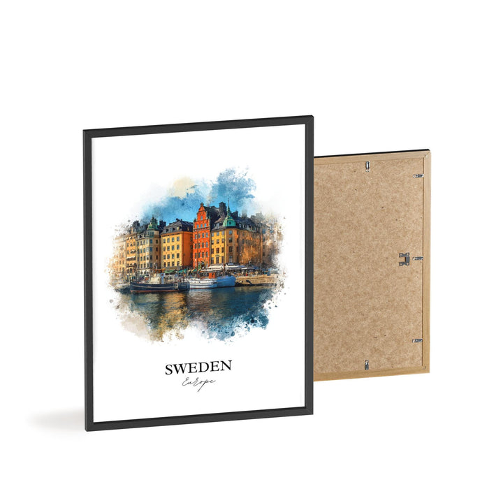 Sweden Wall Art, Sweden Print, Sweden Watercolor Art, Sweden Country Gift, Travel Print, Travel Poster, Housewarming Gift