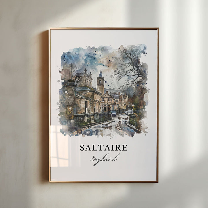 Saltaire UK Wall Art, Saltaire England Print, Shipley Watercolor Art, Saltaire UK Gift, Travel Poster, Housewarming Gift