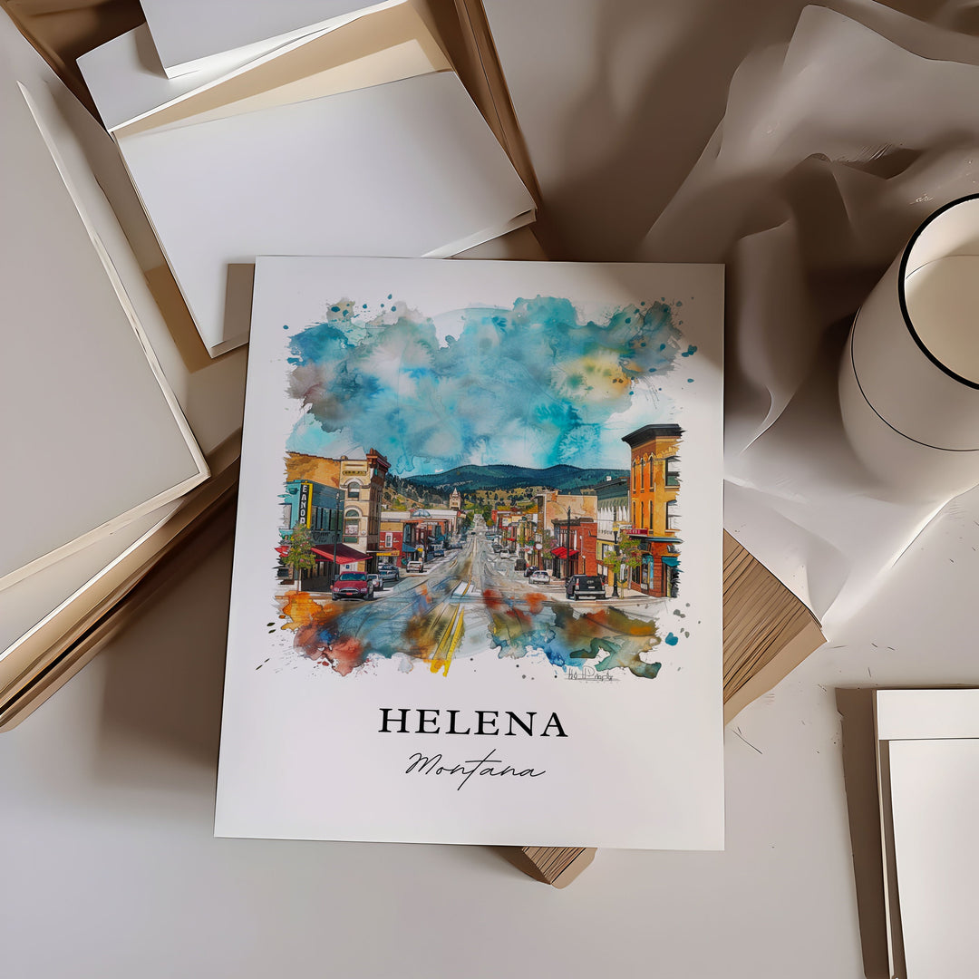 Helena Montana Wall Art, Helena Print, Helena Watercolor, Helena Montana Gift, Travel Poster, Housewarming Gift