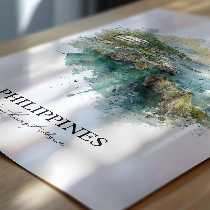 Philippines Wall Art, Philippines Print, Philippines Watercolor Art, Philippines Gift, Travel Print, Travel Poster, Housewarming Gift