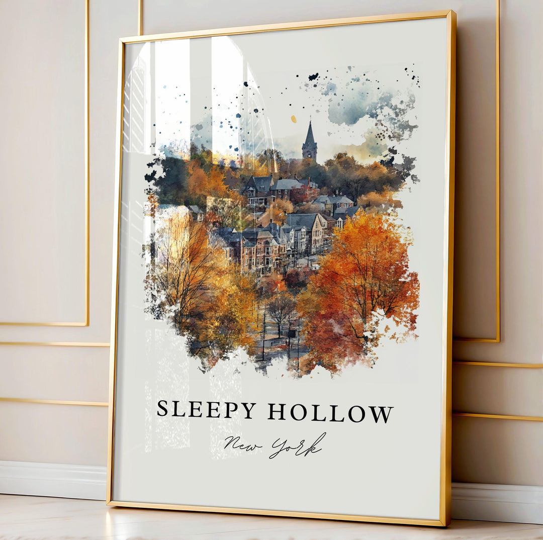 Sleepy Hollow NY Wall Art, Sleepy Hollow Print, Hudson Valley Watercolor Art, Tarrytown Gift,