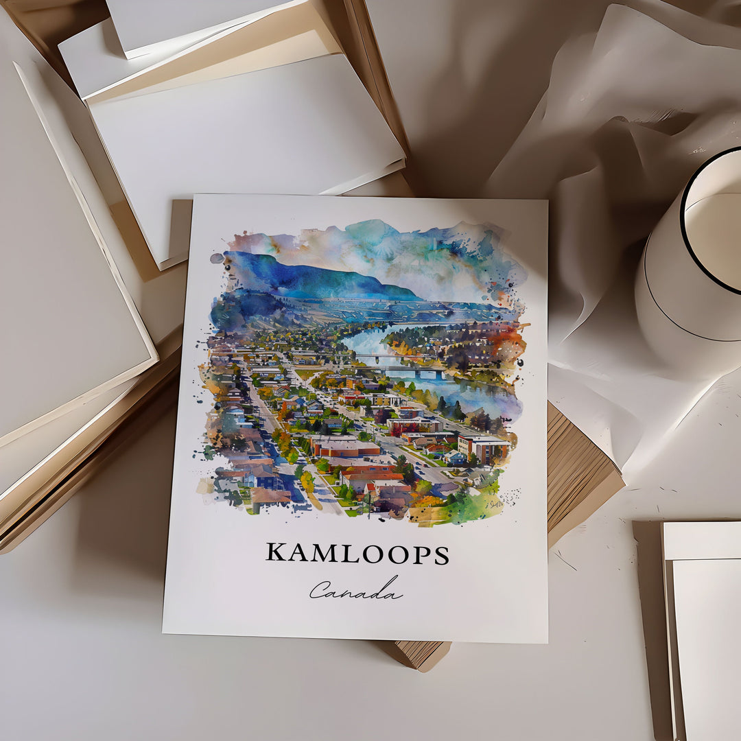 Kamloops BC Wall Art, Kamloops Print, Kamloops Watercolor, Kamloops Canada Gift, Travel Poster, Housewarming Gift