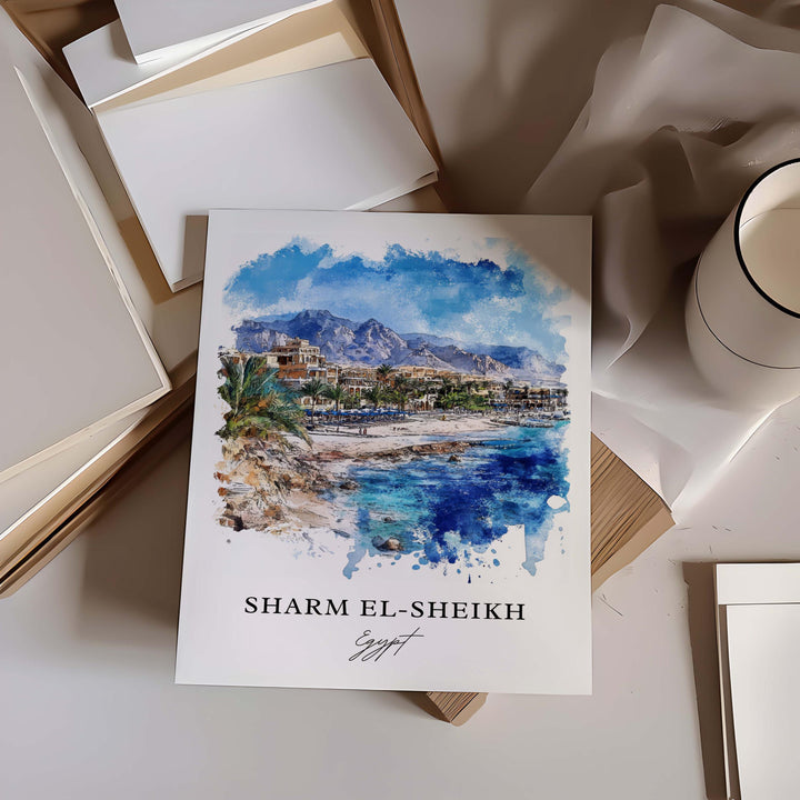 Sharm El-Sheikh Wall Art, Sharm El-Sheikh Print, Sharm El-Sheikh Watercolor Art, Sinai Gift,