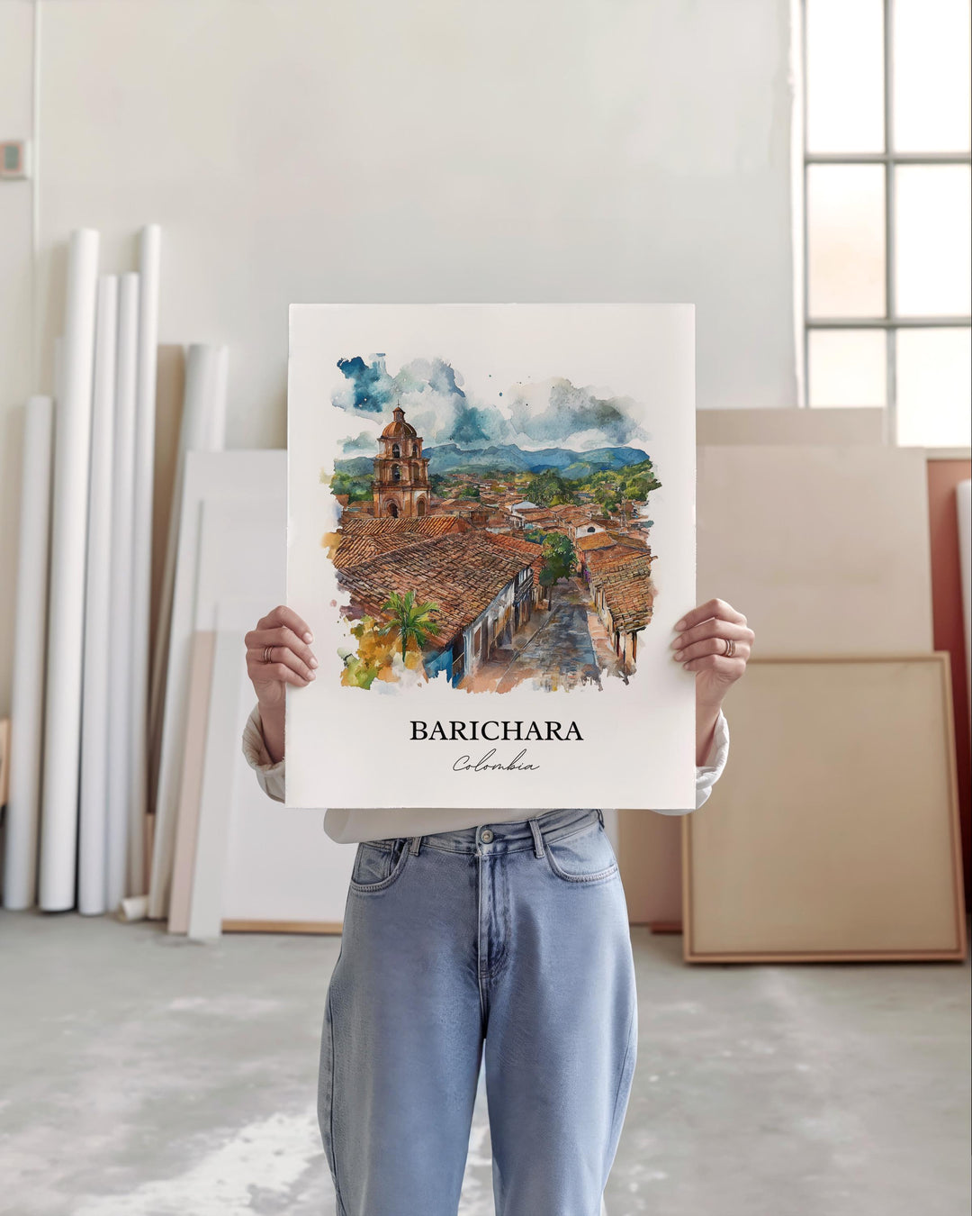 Barichara Wall Art, Northern Colombia Print, Colombia Watercolor Art, Barichara Gift, Travel Print, Travel Poster, Housewarming Gift