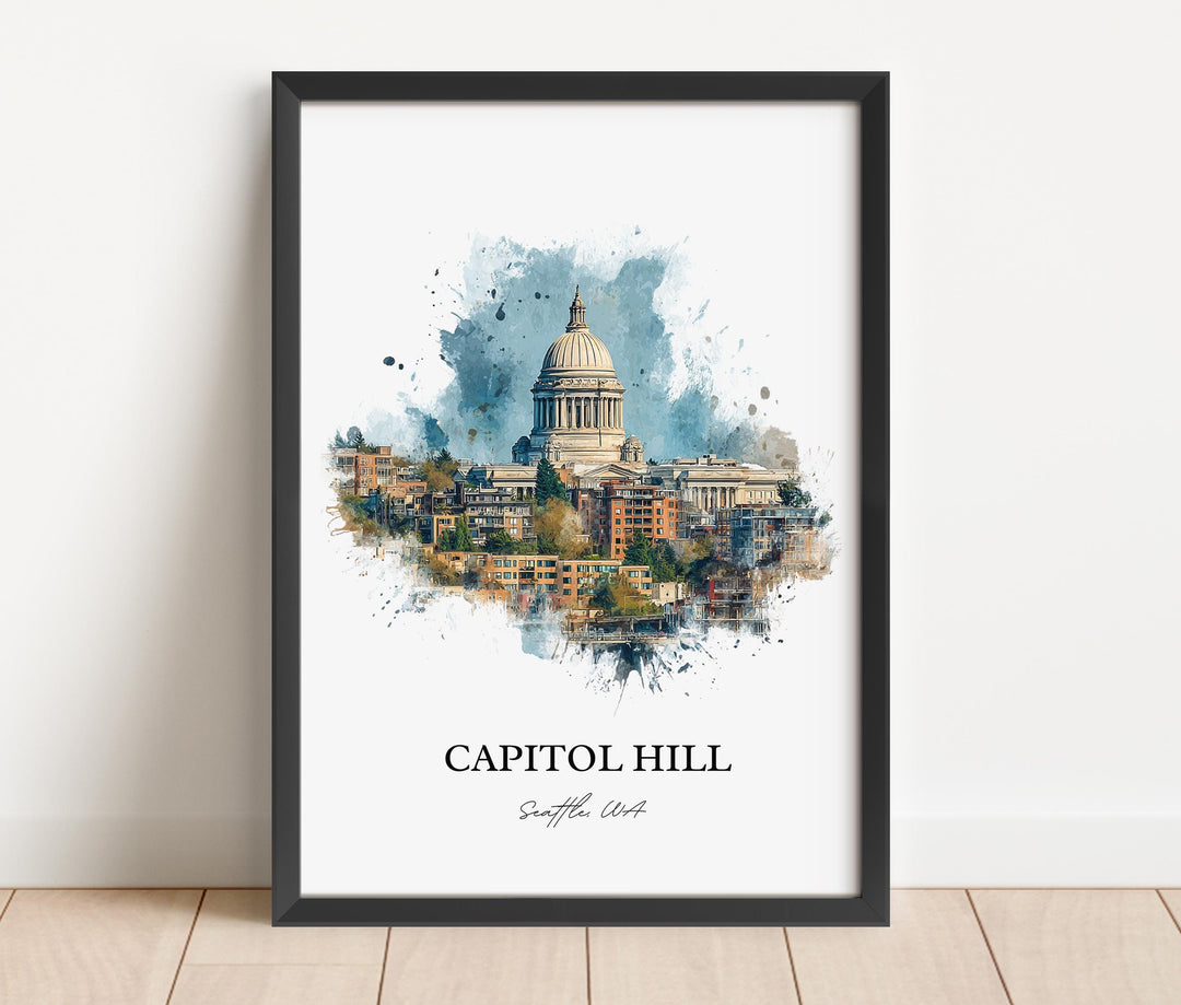 Capitol Hill, Seattle WA – Watercolor Art Print