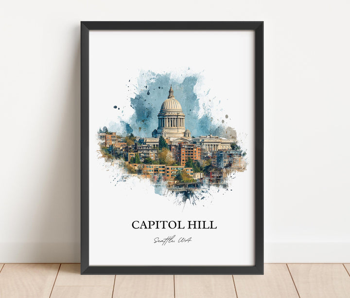 Capitol Hill, Seattle WA – Watercolor Art Print