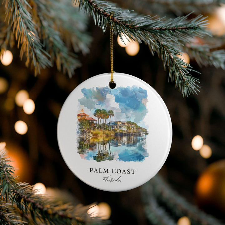 Palm Coast FL Ornament: Unique Palm Coast Souvenir, Palm Coast Florida Xmas Decor, and Authentic Florida Gift