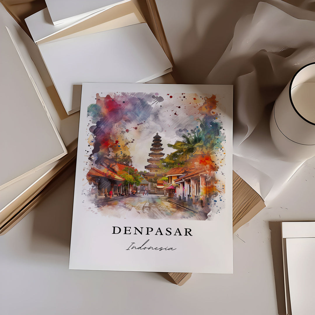 Denpasar Wall Art, Indonesia Print, Denpasar Wall Art, Indonesia Gift, Denpasar Travel Print, Travel Poster, Travel Gift, Housewarming Gift