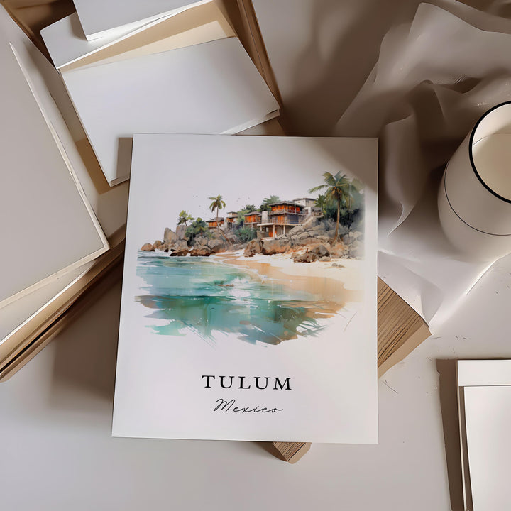 Tulum Mexico wall art - Mexico, Tulum poster, Tulum Wedding gift, Tulum Beach Birthday present, Custom Text, Personalised Gift