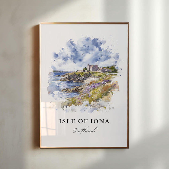 Isle of Iona Wall Art, Isle of Iona Print, Isle of Iona Watercolor Art, Inner Hebrides Gift,