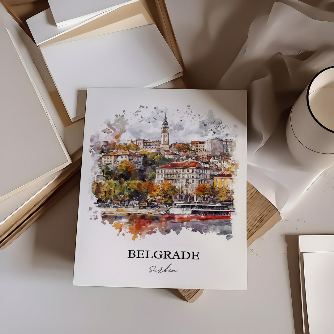Belgrade Wall Art, Belgrade Print, Serbia Watercolor Art, Belgrade Serbia Gift, Travel Print, Travel Poster, Housewarming Gift