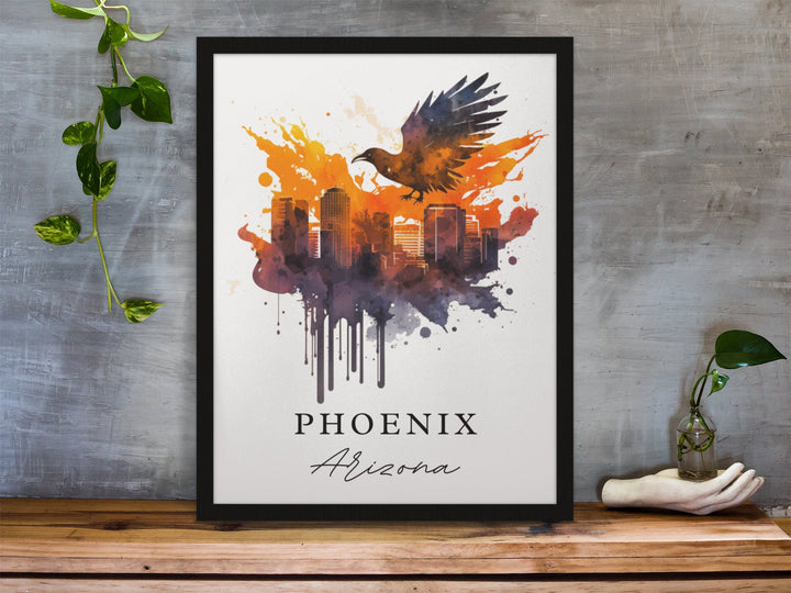 Phoenix traditional travel art - Arizona, Phoenix poster, Wedding gift, Birthday present, Custom Text, Personalised Gift