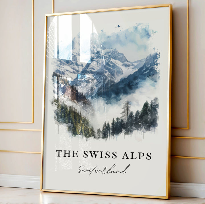 Swiss Alps Art Print, Swiss Alps Print, Switzerland Wall Art, Swiss Alps Gift, Travel Print, Travel Poster, Travel Gift, Housewarming Gift