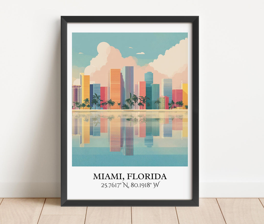 Miami FL Art, Miami Retro Travel Art, South Beach Home Decor, Miami Beach Gift, South Florida Travel Art, Travel Prints, Housewarming Gift