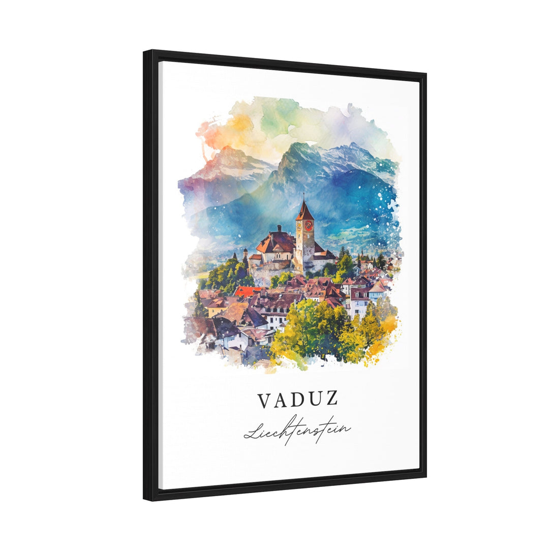 Vaduz watercolor travel art - Liechtenstein, Vaduz print, Wedding gift, Birthday present, Custom Text, Perfect Gift