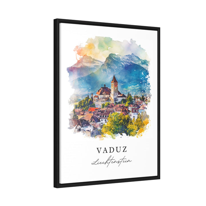 Vaduz watercolor travel art - Liechtenstein, Vaduz print, Wedding gift, Birthday present, Custom Text, Perfect Gift