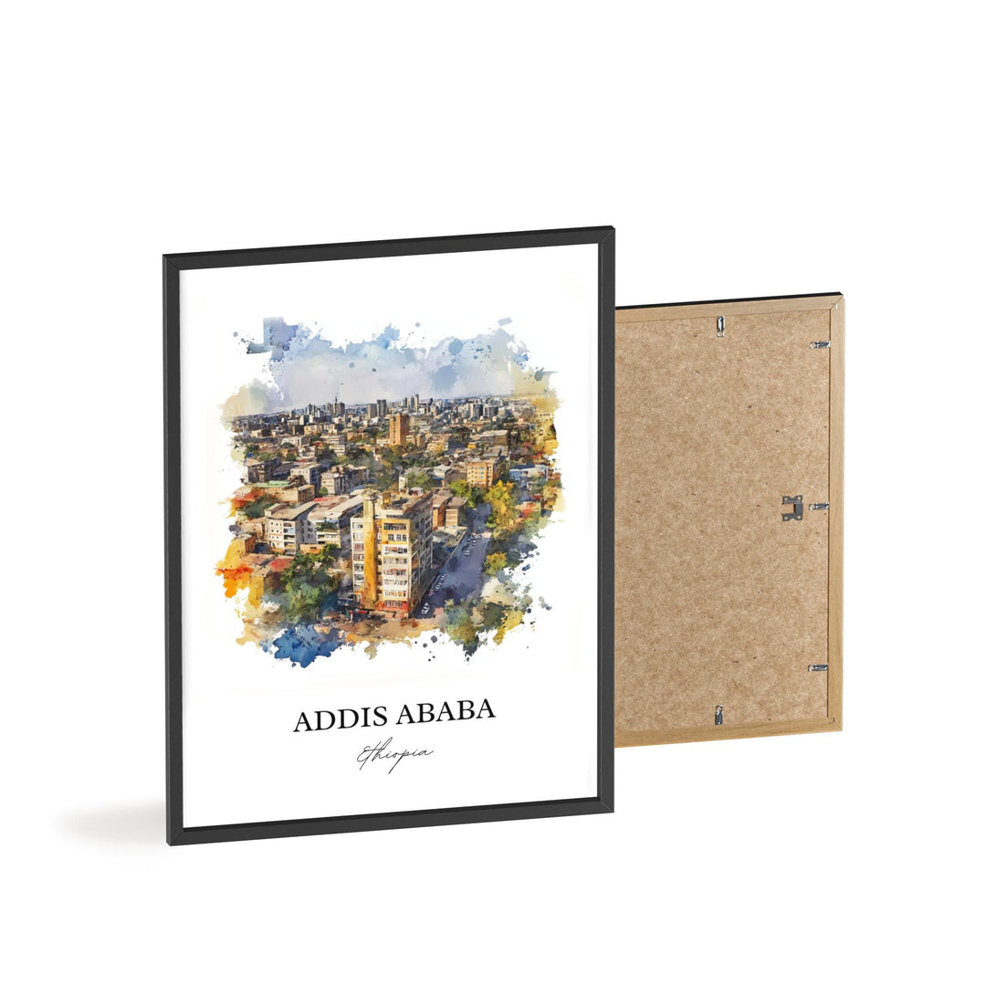 Addis Ababa Wall Art, Ethiopia Print, Ethiopia Watercolor Art, Addis Ababa Gift, Travel Print, Travel Poster, Housewarming Gift