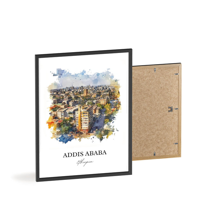Addis Ababa Wall Art, Ethiopia Print, Ethiopia Watercolor Art, Addis Ababa Gift, Travel Print, Travel Poster, Housewarming Gift