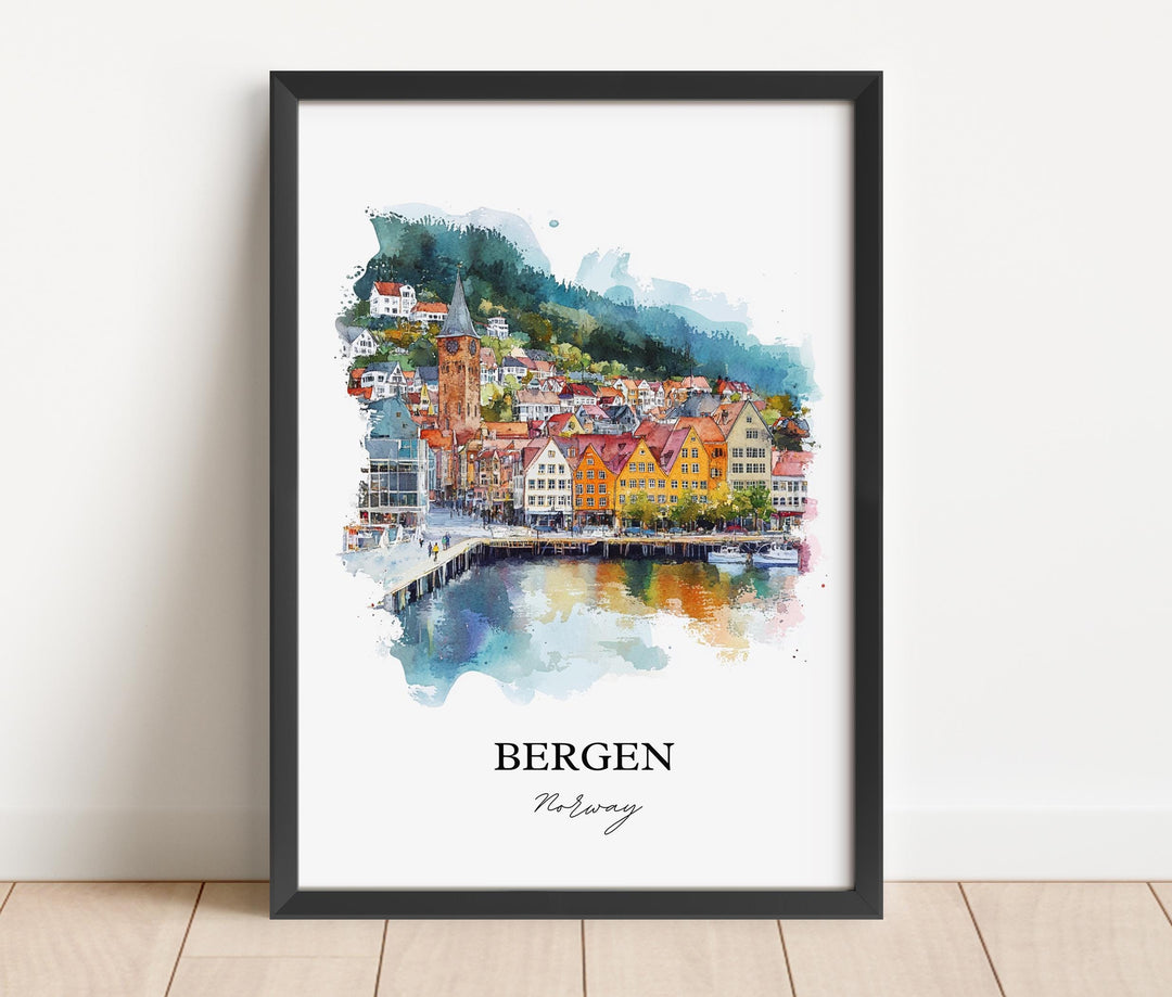 Bergen, Norway – Watercolor Art Print