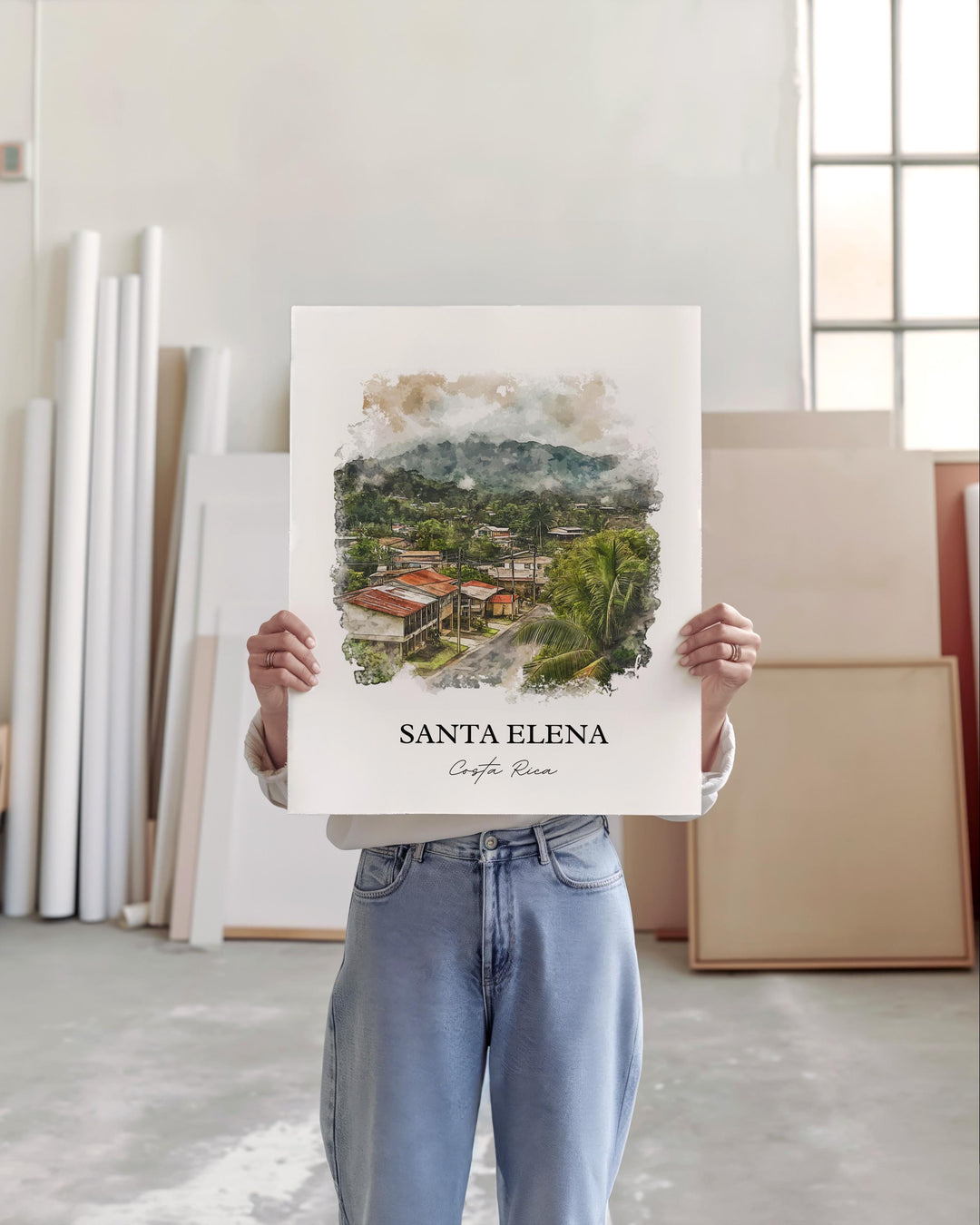 Santa Elena Wall Art, Monteverde Print, Costa Rica Watercolor Art, Santa Elena Gift, Travel Print, Travel Poster, Housewarming Gift