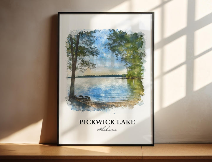 Pickwick Lake Wall Art, Counce Alabama Print, Alabama Watercolor Art, Pickwick Lake Gift, Travel Print, Travel Poster, Housewarming Gift