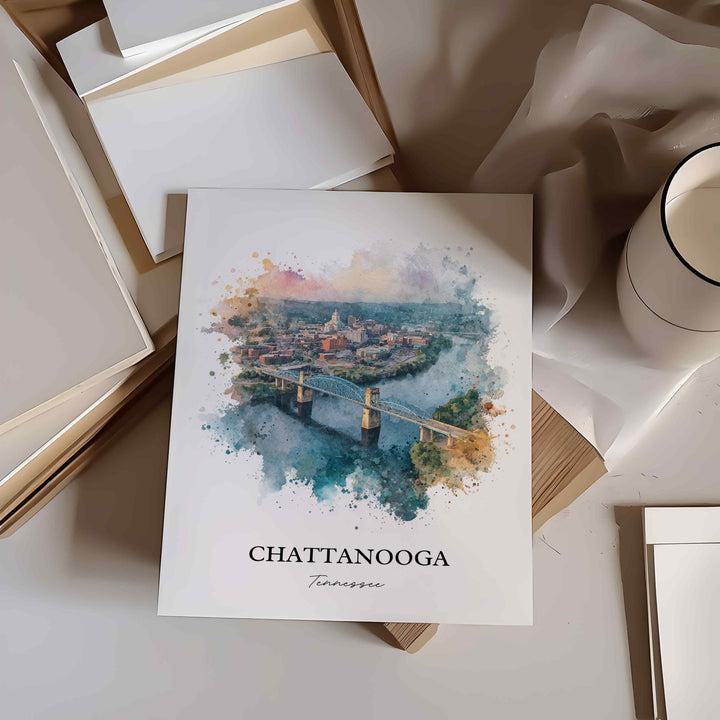 Chattanooga, Tennessee – Watercolor Art Print