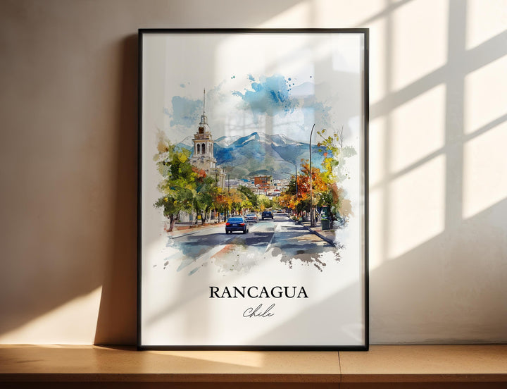 Rancagua Chile Wall Art, Santiago Print, Chile Watercolor Art, Rancagua Chile Gift, Travel Print, Travel Poster, Housewarming Gift