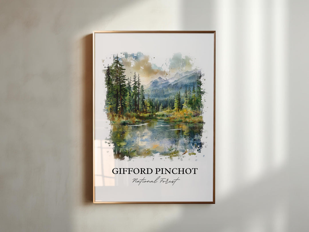Gifford Pinchot Forest Art, Lewis County Print, Washington Artwork, Gifford Pinchot WA Gift, Travel Print, Travel Poster, Housewarming Gift