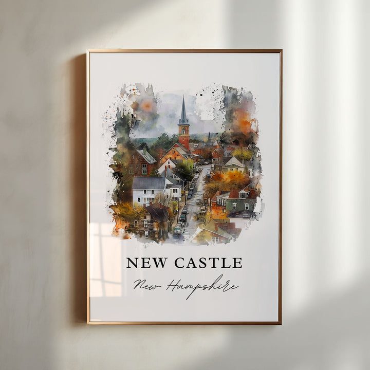New Castle NH Wall Art, Rockingham County NH Print, New Castle Watercolor, New Castle Gift,
