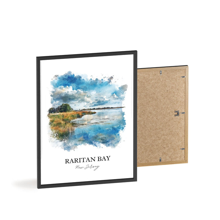 Raritan Bay Wall Art, Raritan NJ Print, New Jersey Watercolor Art, Raritan Bay Gift, Travel Print, Travel Poster, Housewarming Gift
