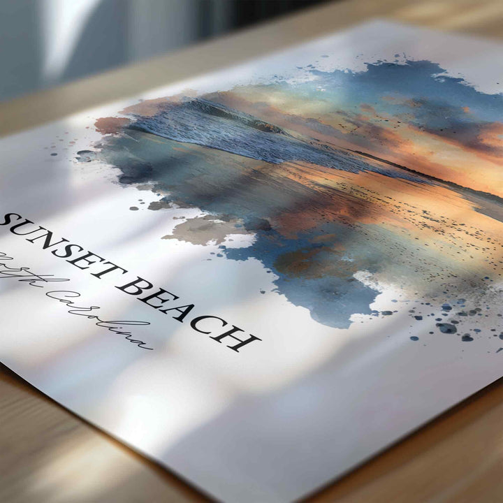Sunset Beach, North Carolina – Watercolor Art Print